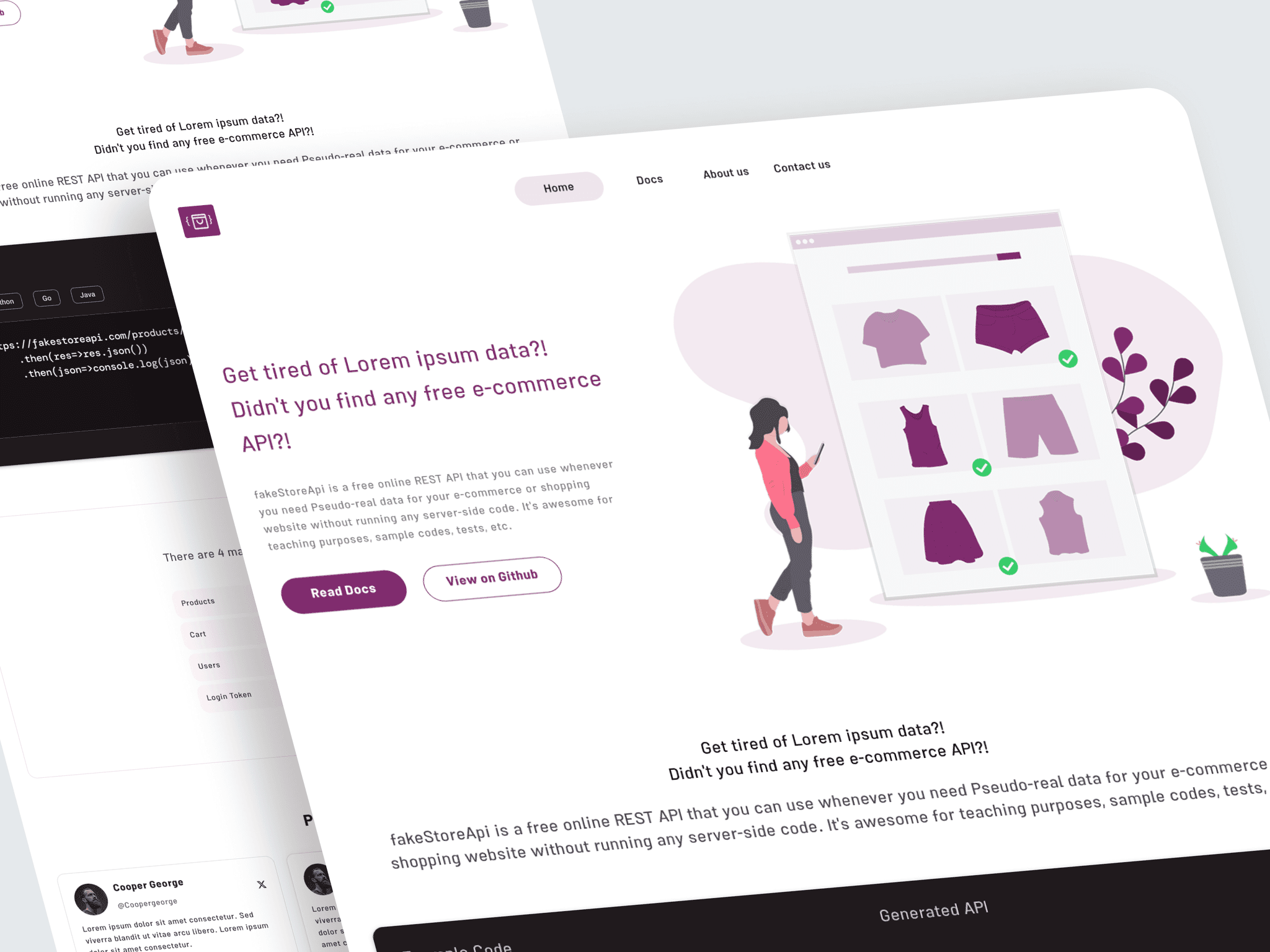FakeStore API redesigned landing page