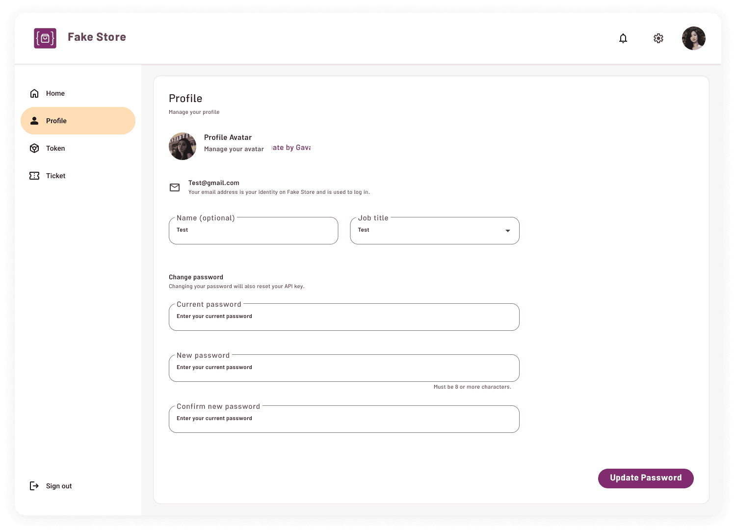 FakeStore API login and profile flow screen 4
