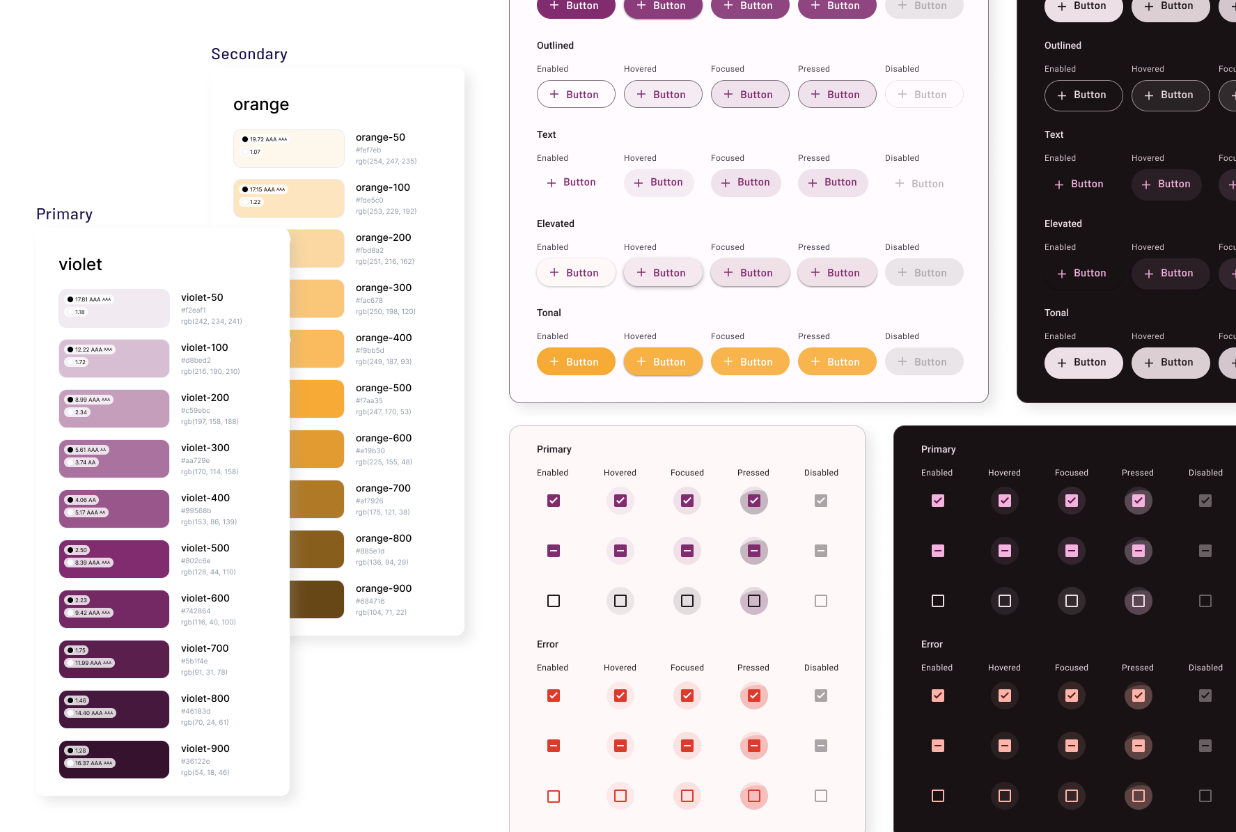 FakeStore API design system colors, buttons, and controls