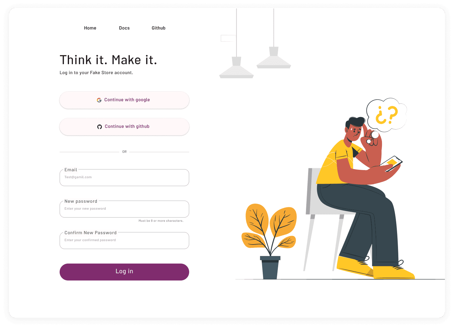 FakeStore API login and profile flow screen 3
