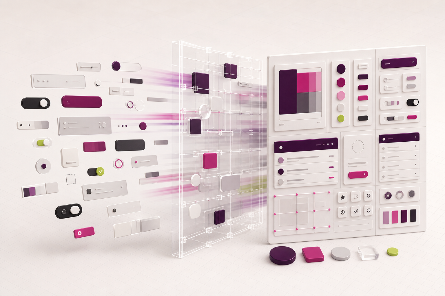 Fragmented interface components becoming a coherent and reusable design system